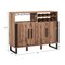 Brown Home 2 Tier Wine Bar Cabinet with 3 Doors and Adjustable Shelves Ideal for Home or Bar